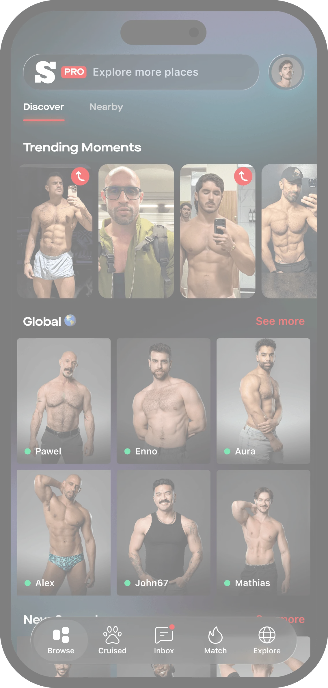 SCRUFF Explore feed preview
