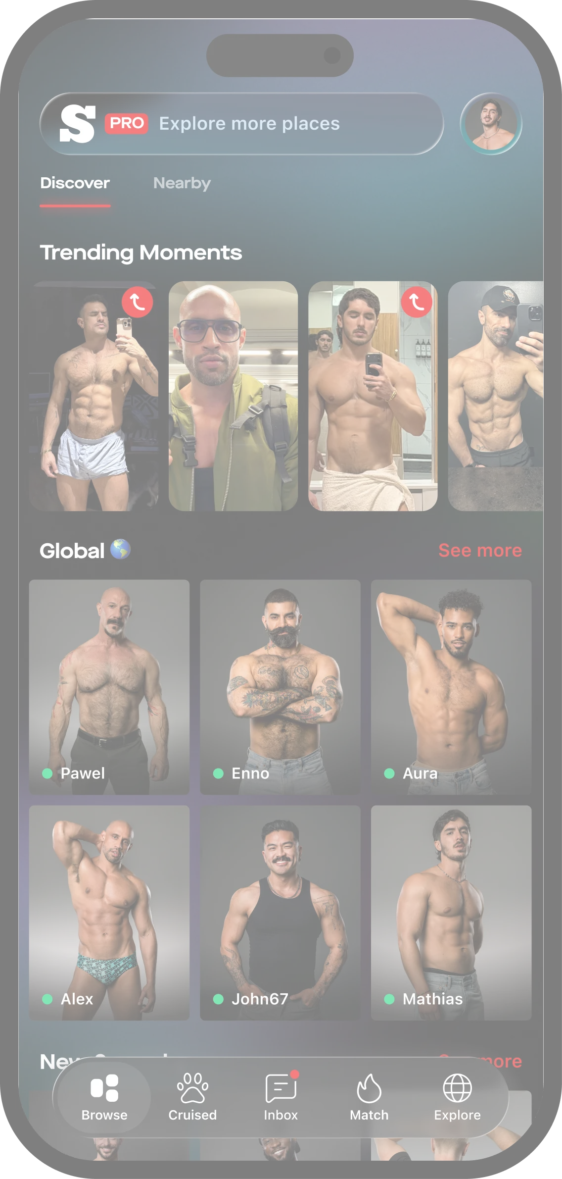 SCRUFF Explore feed preview