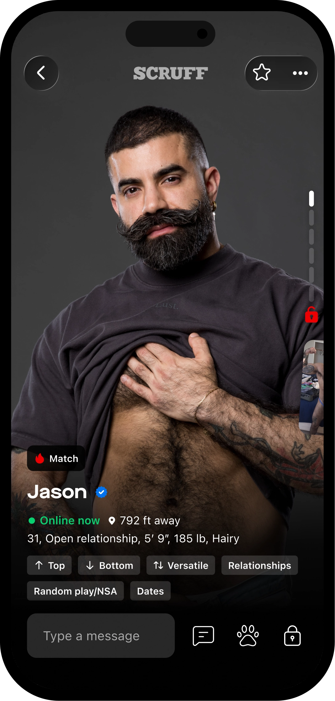 معاينة إبراز الملف الشخصي على SCRUFF